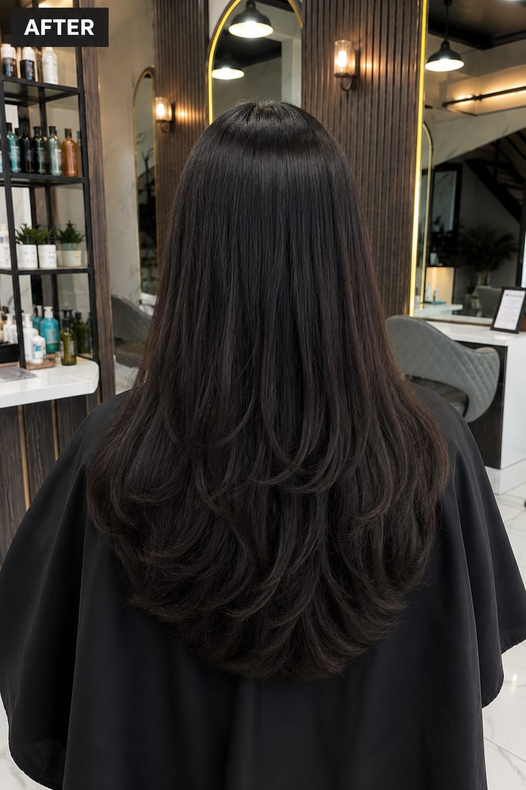 After hair transformation at Urban Cuts Family Salon
