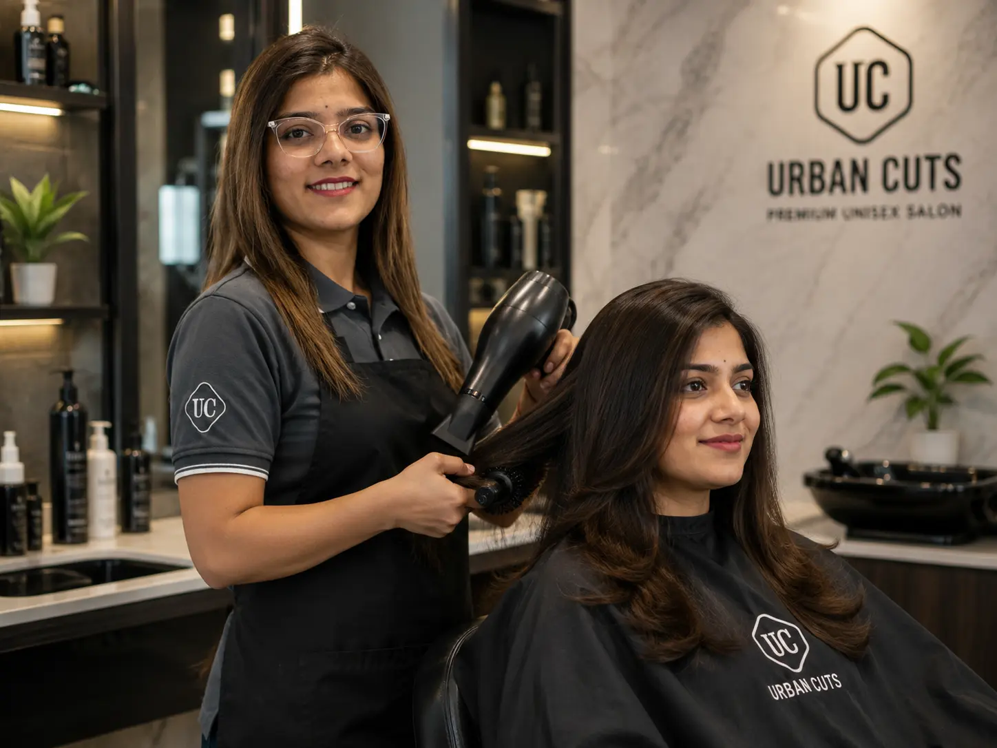 Women's grooming service at Urban Cuts Family Salon